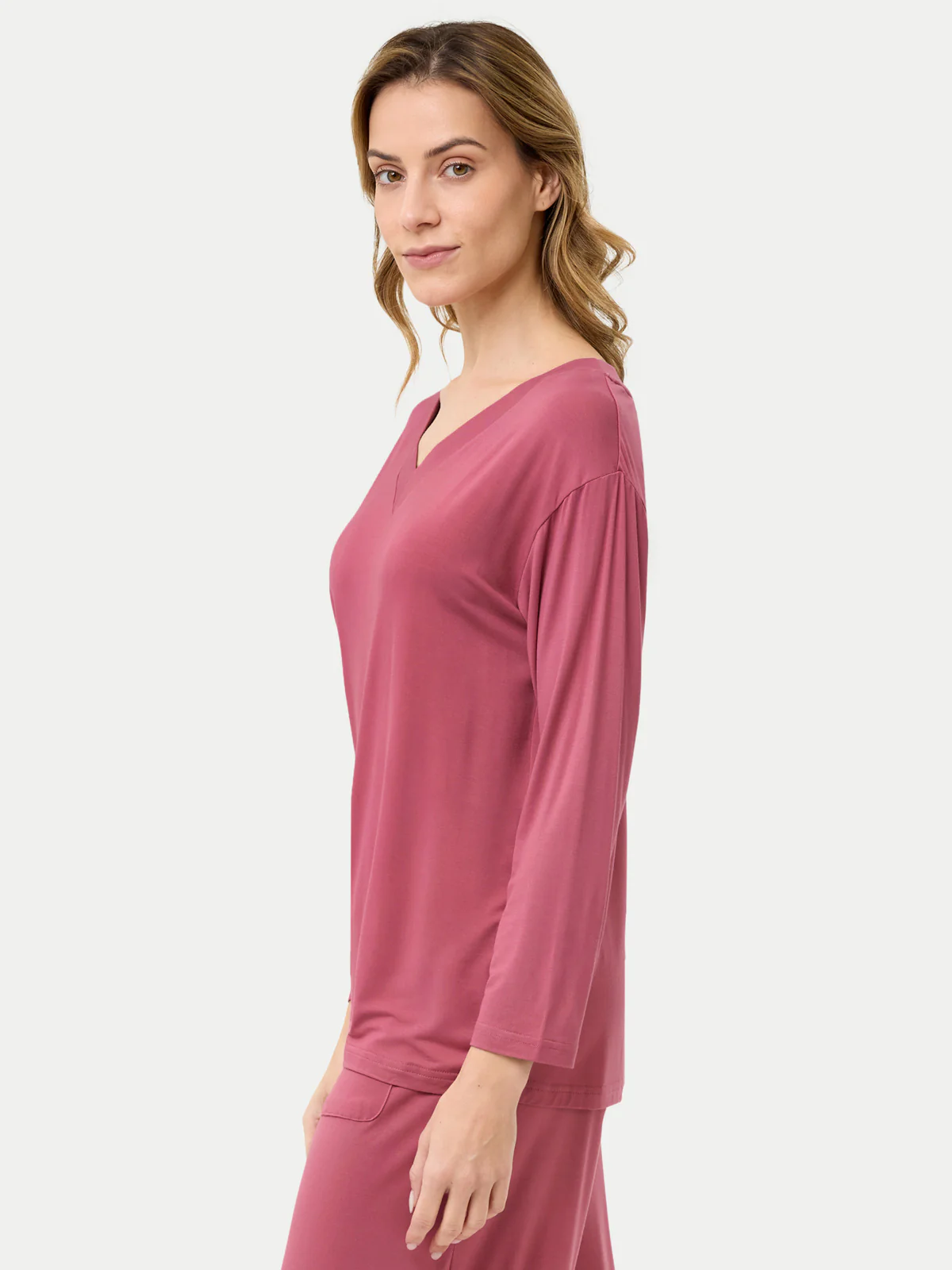 Long Sleeve Bamboo Slouchy PJs Top - Image 38