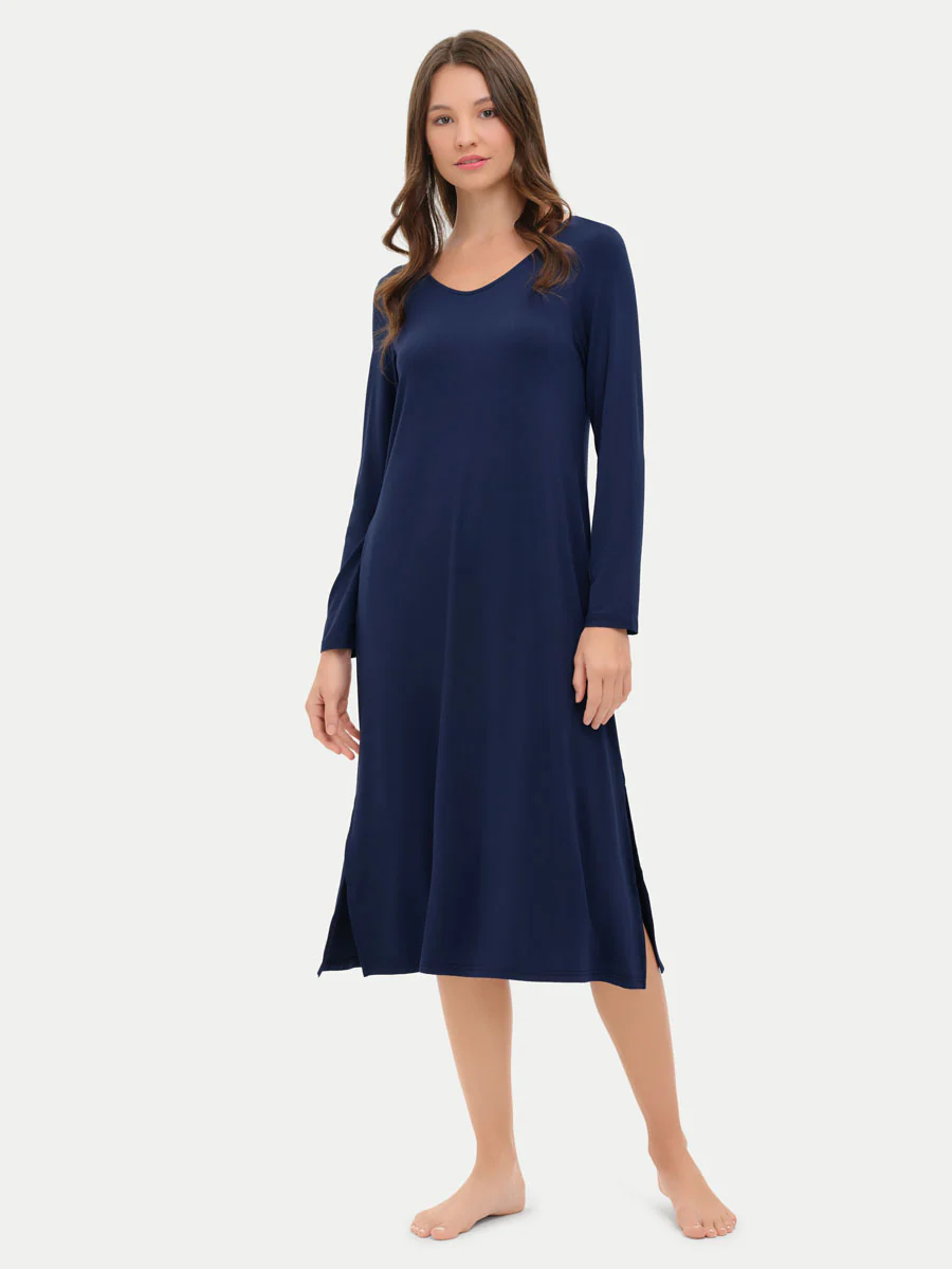 Long Sleeve Long Bamboo Sleepshirt - Image 3