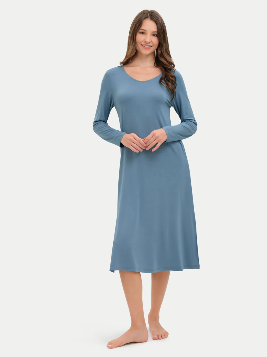 Long Sleeve Long Bamboo Sleepshirt - Image 48