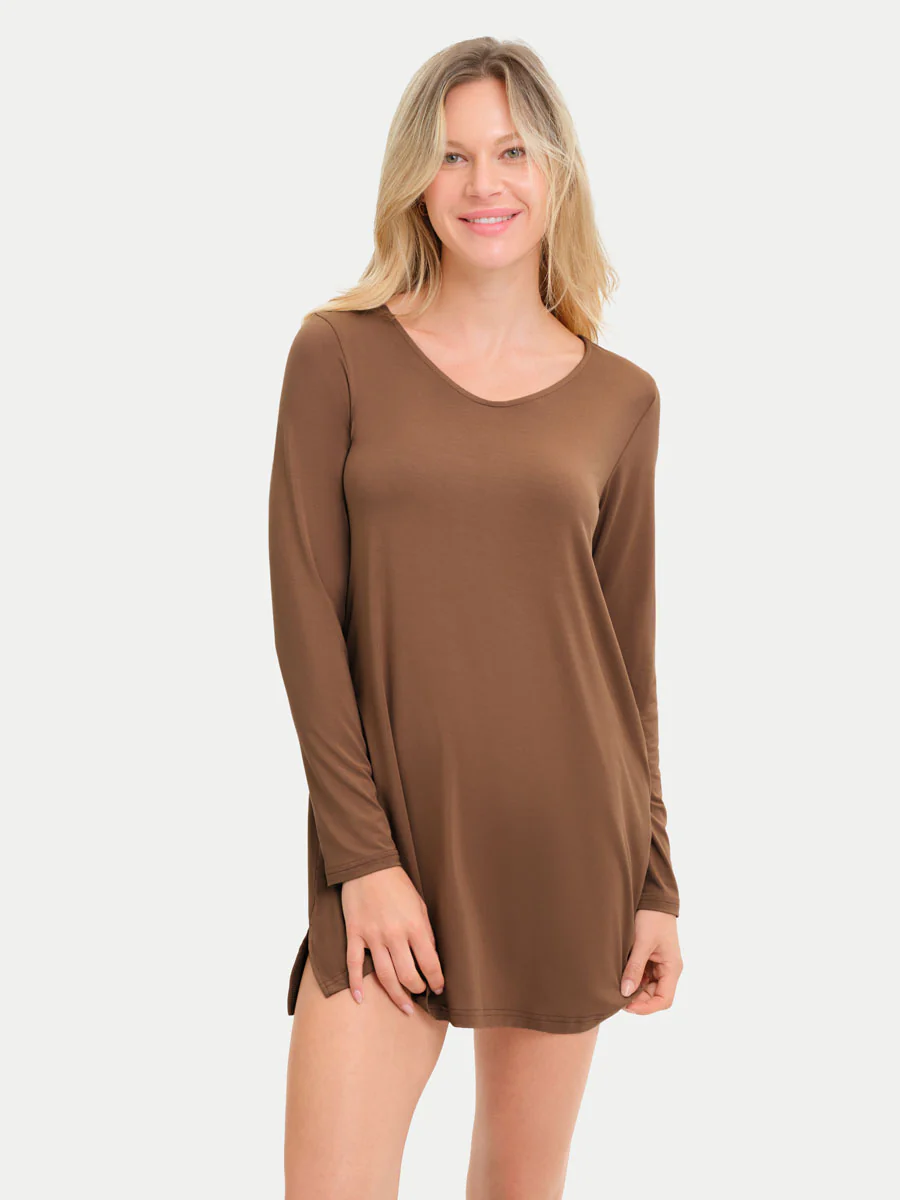 Long Sleeve Short Bamboo Sleepshirt - Image 16