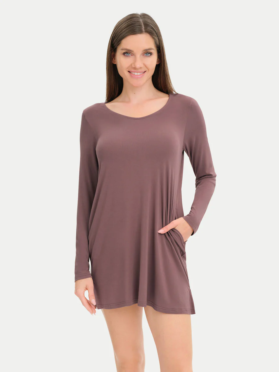 Long Sleeve Short Bamboo Sleepshirt - Image 59