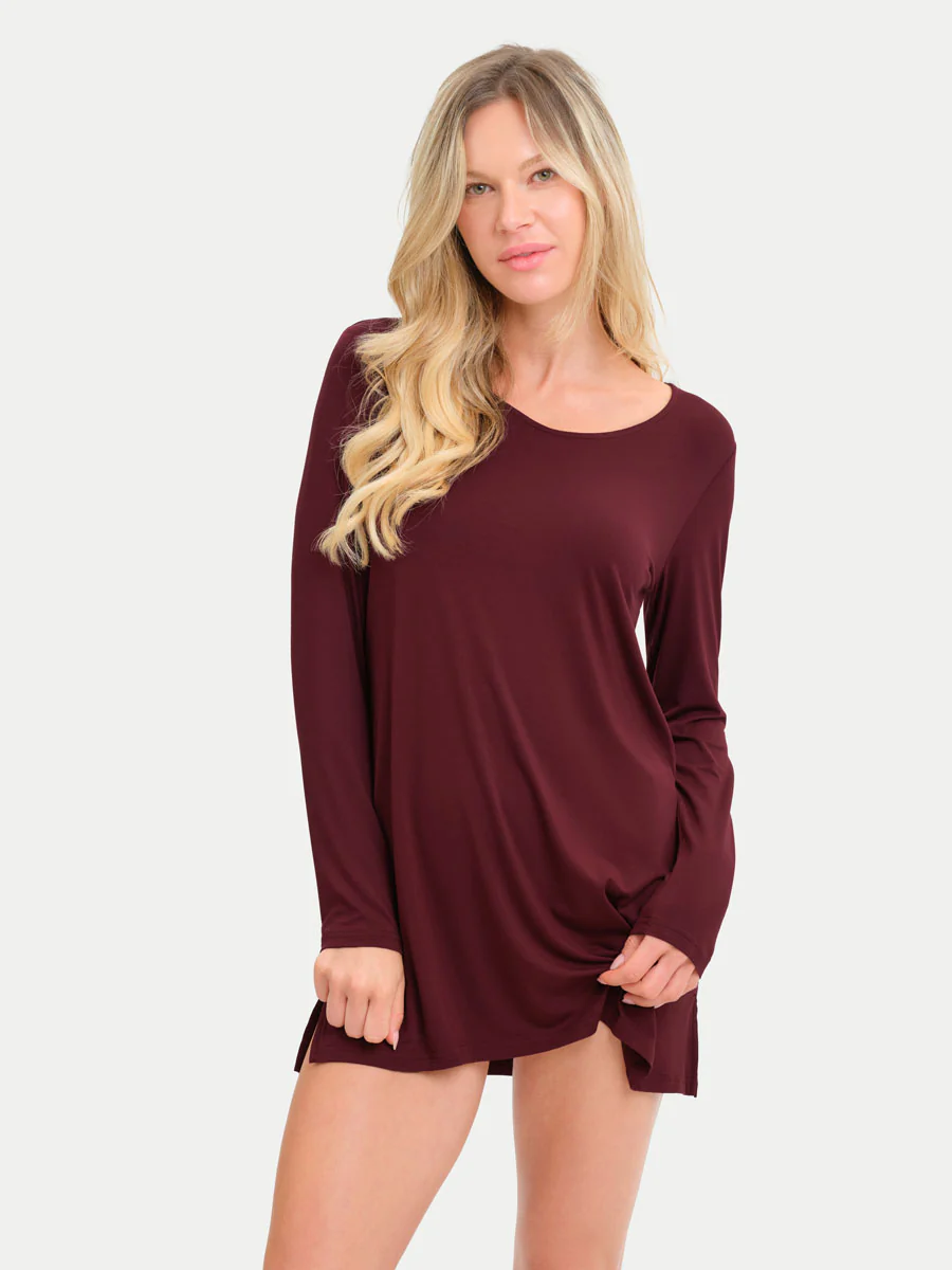 Long Sleeve Short Bamboo Sleepshirt - Image 60