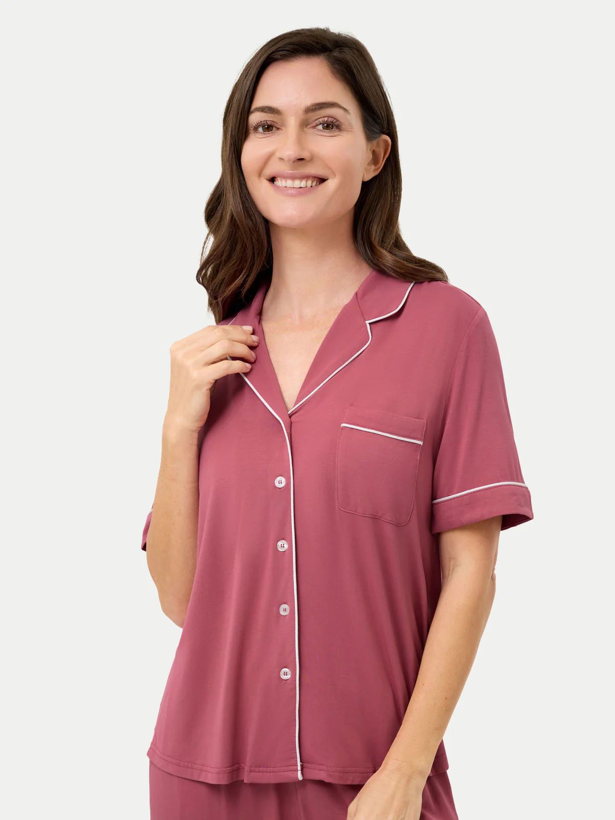 Short Sleeve Bamboo Pajama Set with Pants - Image 12