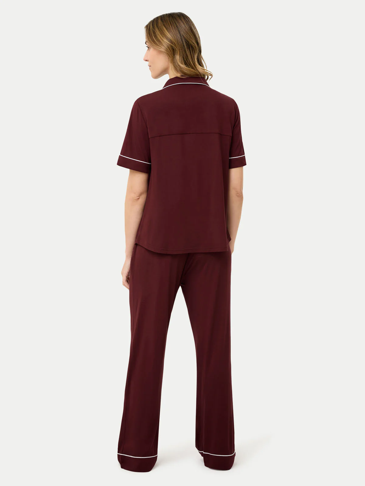Short Sleeve Bamboo Pajama Set with Pants - Image 51